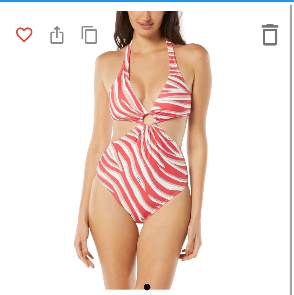 MICHAEL Michael Kors Red and White Cutout Swimsuit